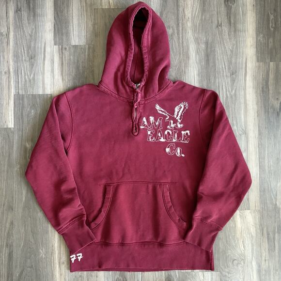Vintage Y2K American Eagle Hoodie Size L Grunge Quarter Zip Red Pullover - Picture 1 of 6